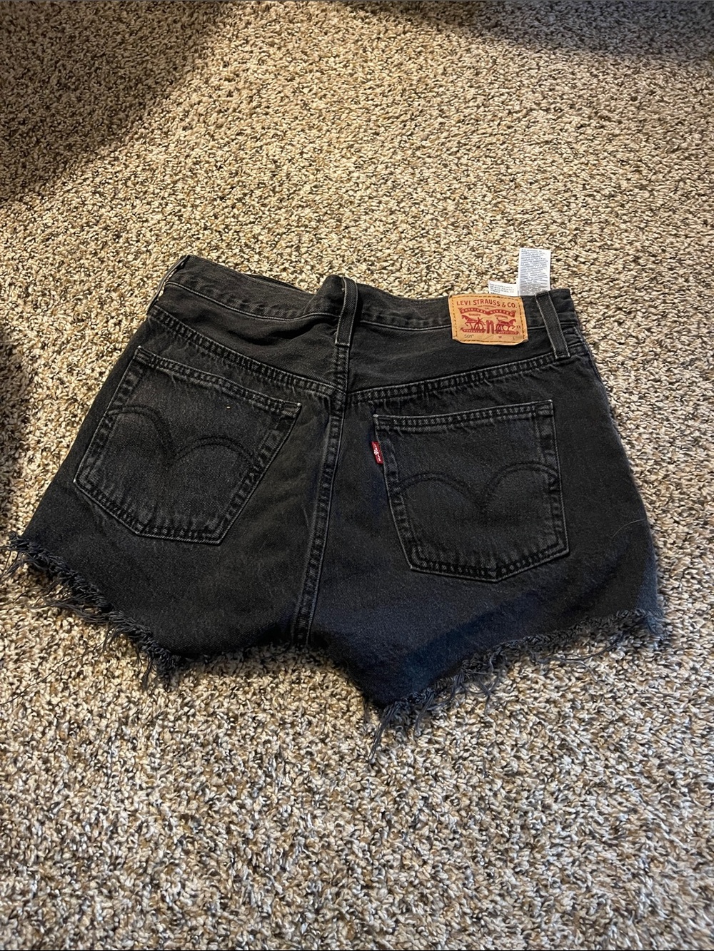 Levi's Black Denim Frayed Cutoff Shorts